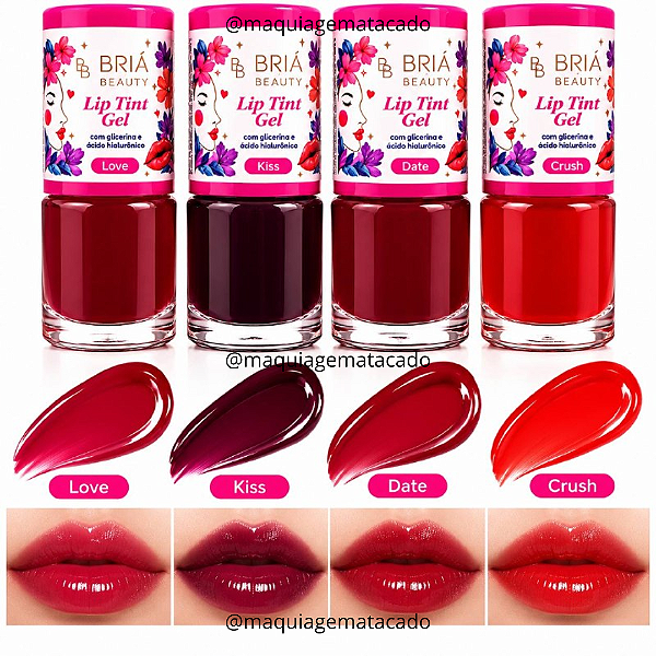 Kit 04 Unidades Lip Tint Gel Briá Beauty BB974