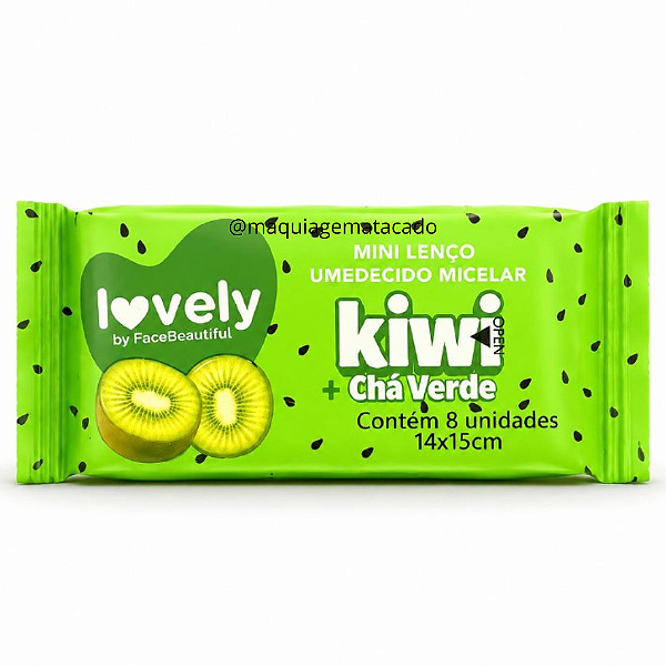 Mini Lenço Umedecido Micelar Lovely Face Beautiful Kiwi + Chá Verde FB712 - Unidade