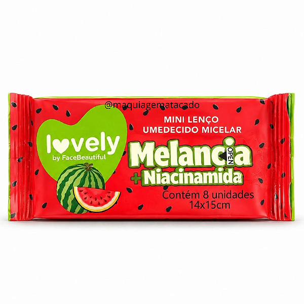 Mini Lenço Umedecido Micelar Lovely Face Beautiful Melancia Niacinamida FB708 - Unidade