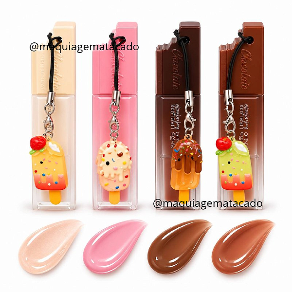 Kit 04 Unidades Lip Gloss Hidratante Chocolate Amor Anjo AMAB065