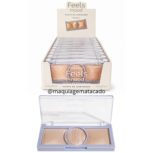 Paleta de Iluminador Feels Mood Ruby Rose HB7530 Cor 01 Atacado Box 12 Unidades