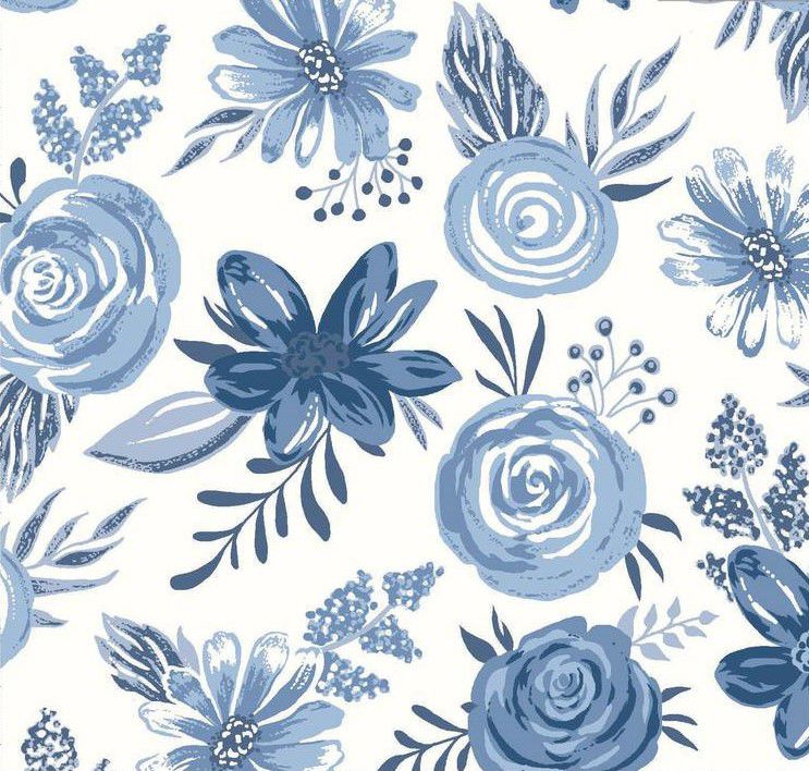 Tricoline felicidade em flores azul 25x150cm - Un