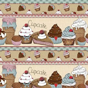 Tricoline digital faixas cupcake 50x150cm - Un