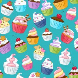 Tricoline digital cupcakes fundo tiffany 25x150cm - Un