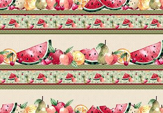 Tricoline digital faixas frutas 53x150cm - Un