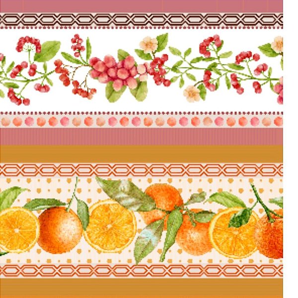 Tricoline digital faixas frutas 55x150cm - Un