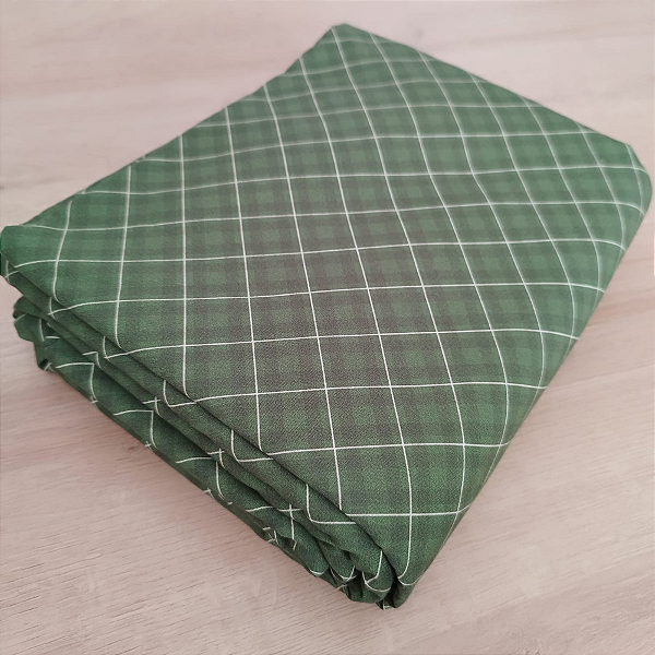 Tricoline natal xadrez verde musgo 50x150cm - Un