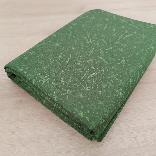 Tricoline natal flocos de neve fundo verde 50x150cm - Un