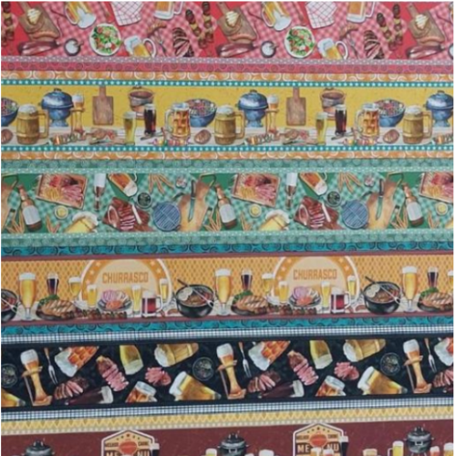 Tricoline digital faixas churrasco 53x150cm - Un