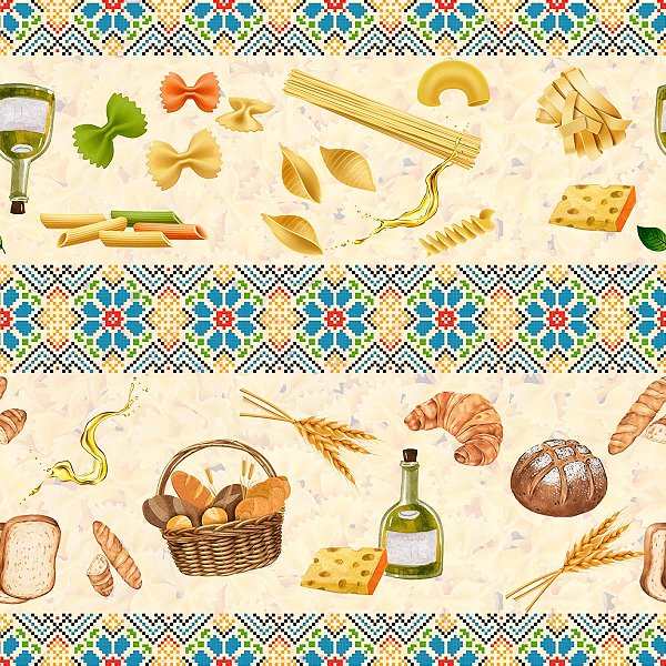 Tricoline digital faixas pães e massas 58x150cm - Un
