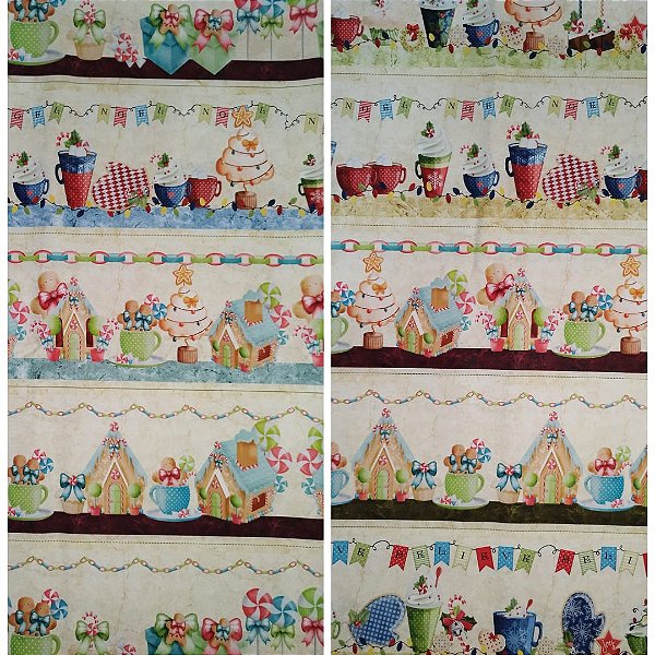 Tricoline digital faixas natal ginger 50x150cm - Un