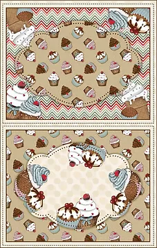 Tricoline digital painel jogo americano cupcakes 50x150cm - Un