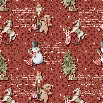 Tricoline digital magia do natal fundo vermelho 50x150cm - Un