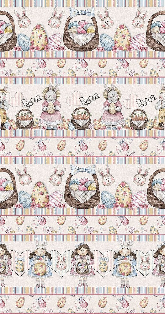 Tricoline digital faixas pascoa 53x150cm - Un