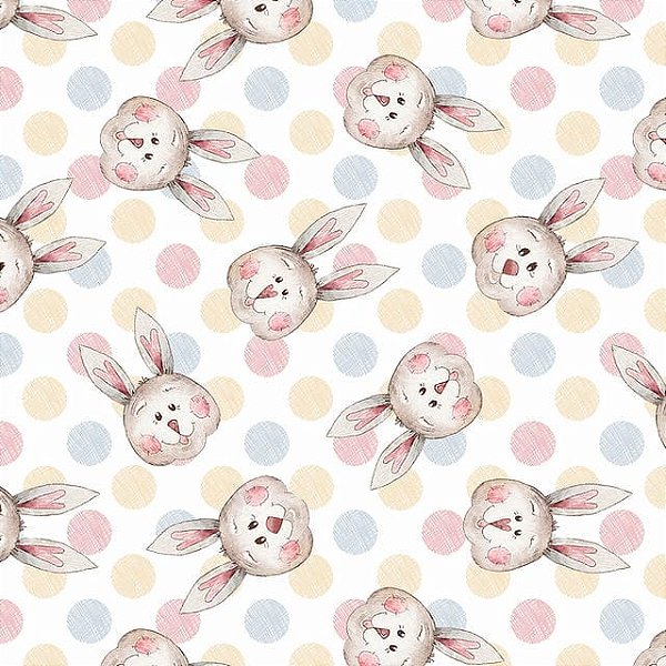 Tricoline digital mini rostos coelhinhos 50x150cm - Un