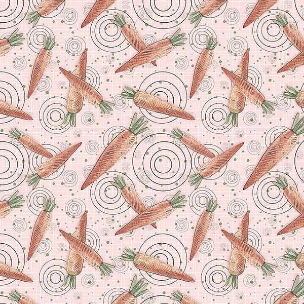 Tricoline digital mini cenouras fundo rosa 50x150cm - Un