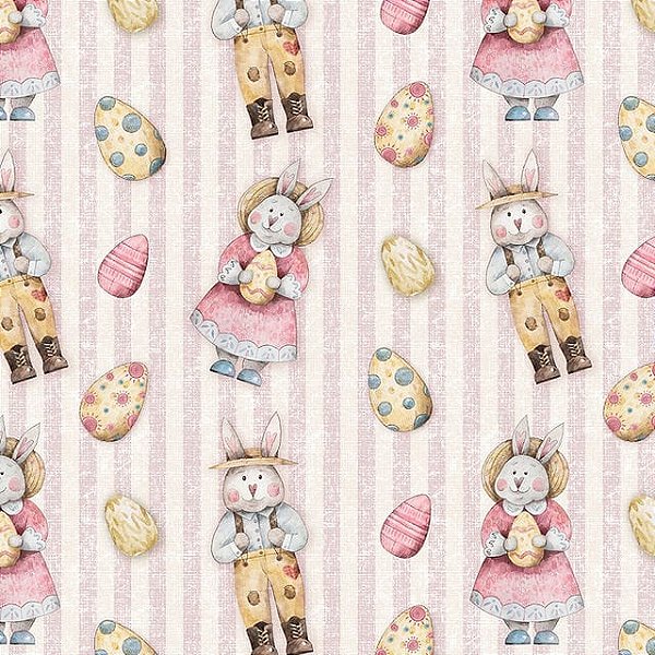 Tricoline digital mini coelhos fundo rosa 50x150cm - Un