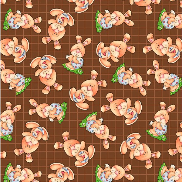 Tricoline digital coelhinhos com ovos 50x150cm - Un