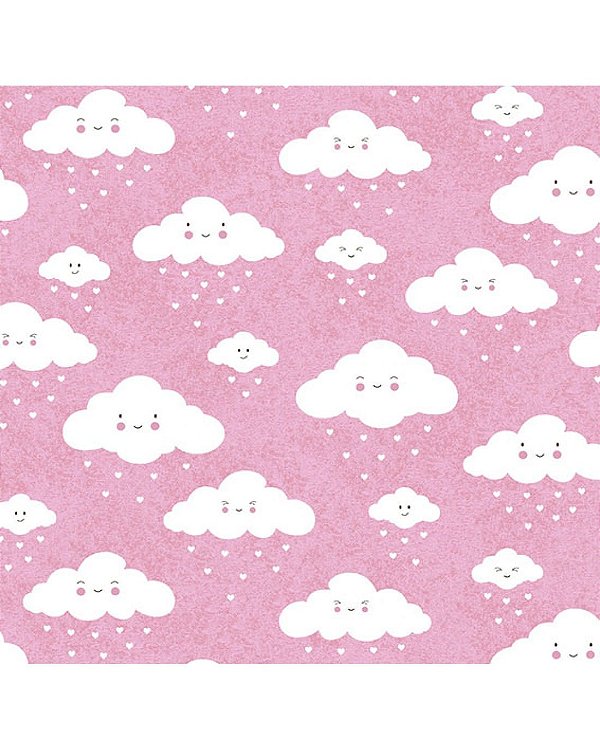 Tricoline estampado nuvem rosa 50x150cm - Un