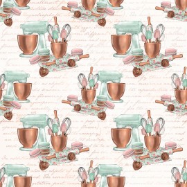 Tricoline digital utensilios vintage creme 50x150cm - Un