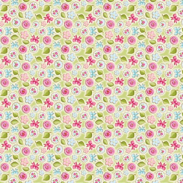 Tricoline digital cookies flores fundo verde 50x150cm - Un