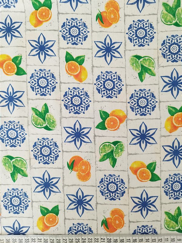 Tricoline digital laranja & limão fundo 50x150cm - Un