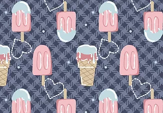 Tricoline sorvetinhos marinho 50x150cm - Un
