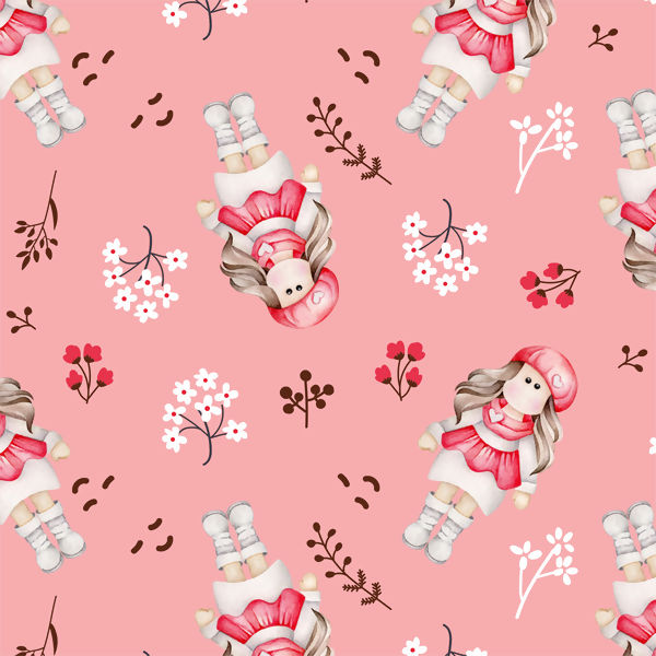 Tricoline bonecas fundo rosa bebê 50x150cm - Un