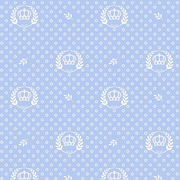 Tricoline coroas fundo azul bebê 50x150cm - Un