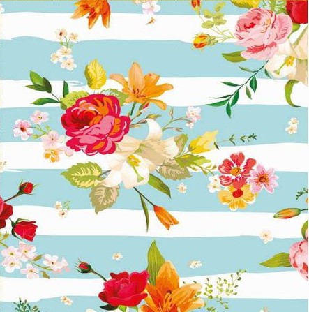 Tricoline digital floral listrado 50x150cm - Un