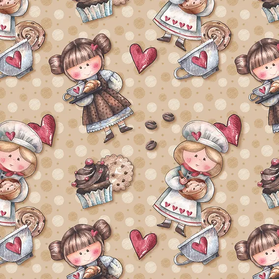 Tricoline digital café com as amigas bege 50x150cm - Un