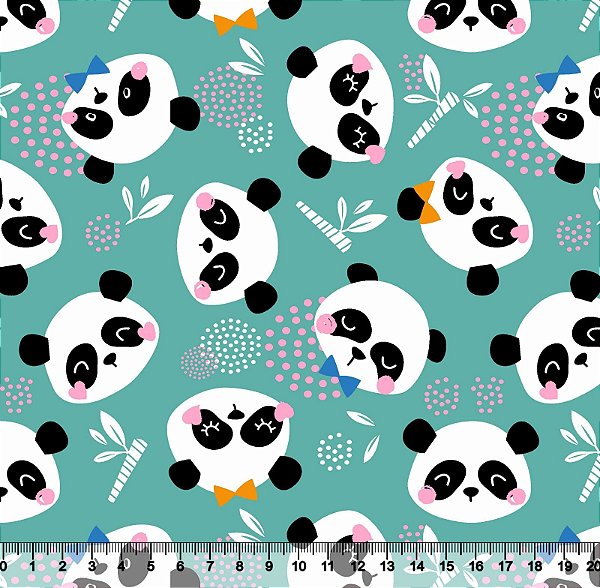 Tricoline panda fundo tiffany 50x150cm - Un