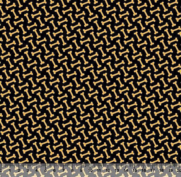Tricoline ossinhos fundo preto 50x150cm - Un