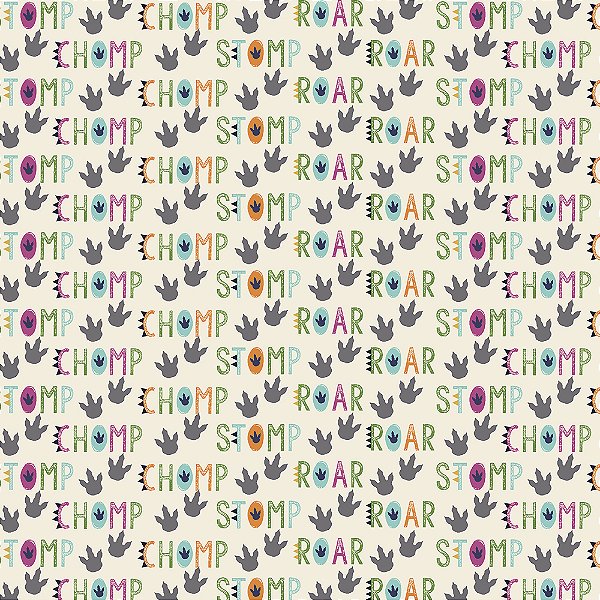 Tricoline dino fundo branco 50x150cm - Un