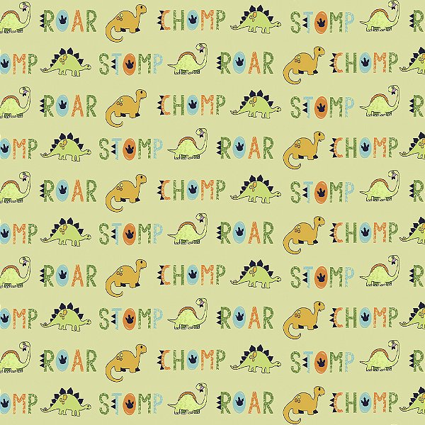 Tricoline dino fundo verde 50x150cm - Un