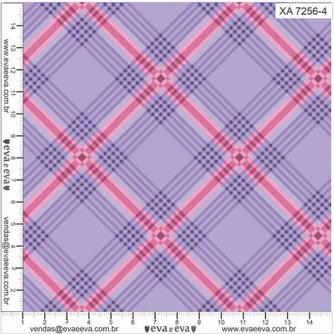 Tricoline xadrez romantique roxo 50x150cm - Un