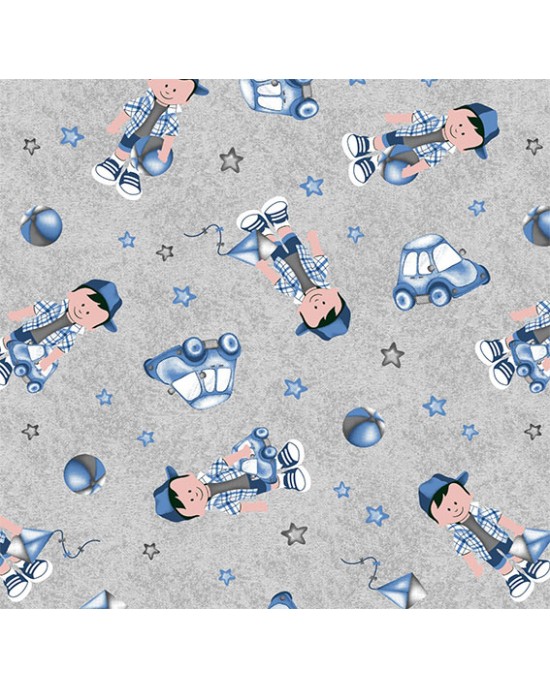 Tricoline estampado joãozinho fundo azul 50x150cm - Un