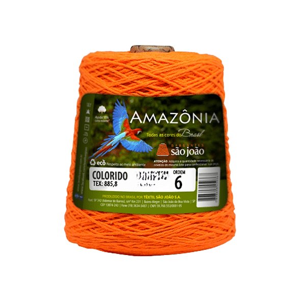 Barbante Amazônia Fio 6 400g São João - Laranja Neon - Un