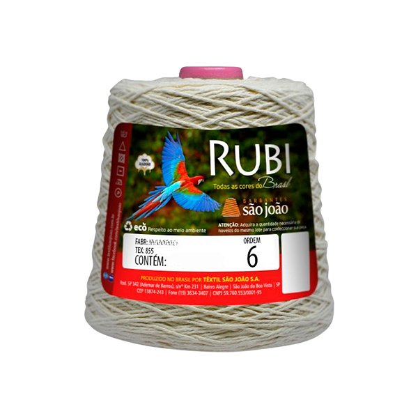 Barbante Rubi Fio 6 400g São João - Crú - Un
