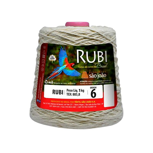 Barbante Rubi Fio 6 1kg São João - Crú - Un