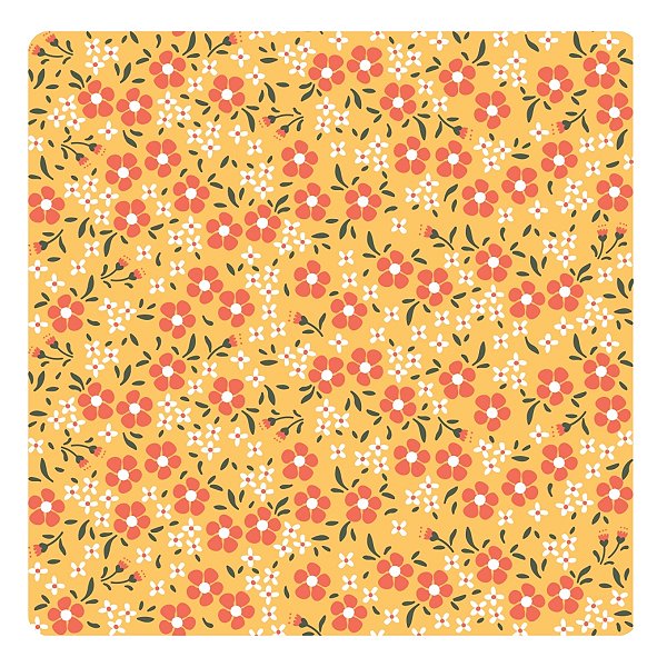 Viés de Algodão Largo Tijuca Peripan Estampado 35mmx20m - C9814 Florzinhas Fundo Amarelo