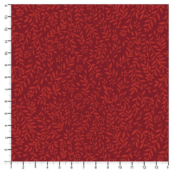 Tecido Tricoline 100% Algodão Folhinhas 50x150cm - Vermelho