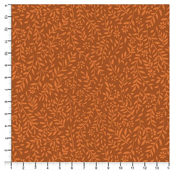 Tecido Tricoline 100% Algodão Folhinhas 50x150cm - Laranja