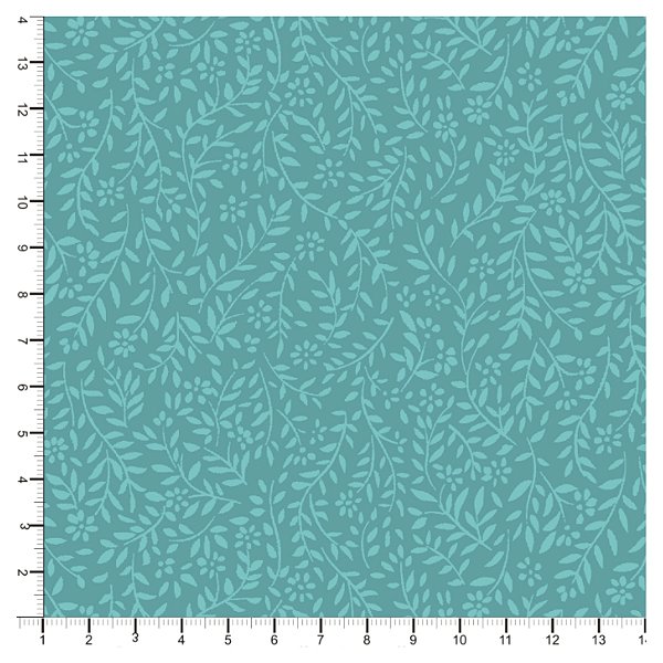 Tecido Tricoline 100% Algodão Folhinhas 50x150cm - Azul Claro