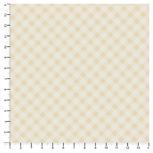 Tecido Tricoline 100% Algodão Xadrez 50x150cm - Creme