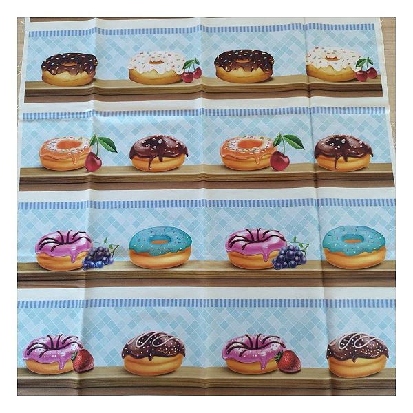 Tricoline 100% algodão barrados 50x148cm c/ 11 faixas - Donuts