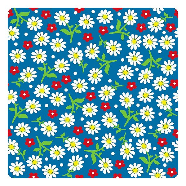 Viés de Algodão Largo Tijuca Peripan Estampado 35mmx20m - C9818 Margaridas Fundo Azul