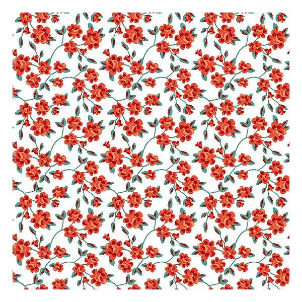 Viés de Algodão Largo Tijuca Peripan Estampado 35mmx20m - C9816 Mini Flores Vermelhas