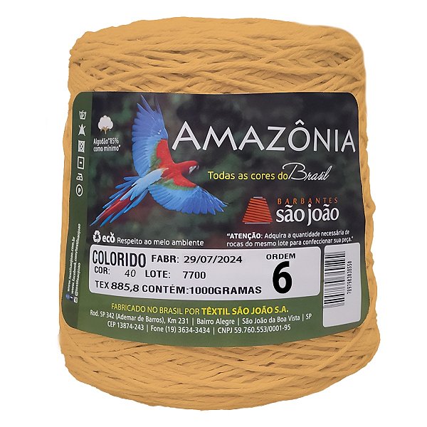 Barbante Amazônia Fio 6 1kg - São João - Amarelo Ovo - Un