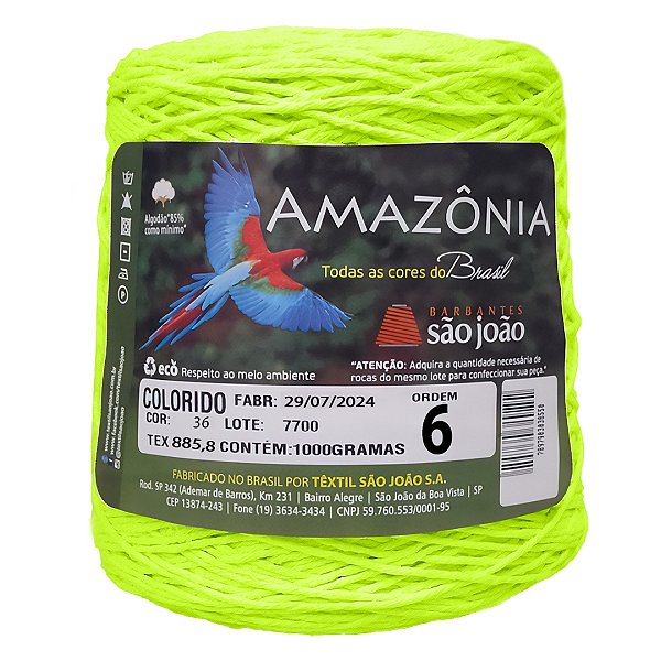 Barbante Amazônia Fio 6 1kg - São João - Verde Neon - Un